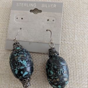 Jewelry-Earrings, metal silver, turquoise color
